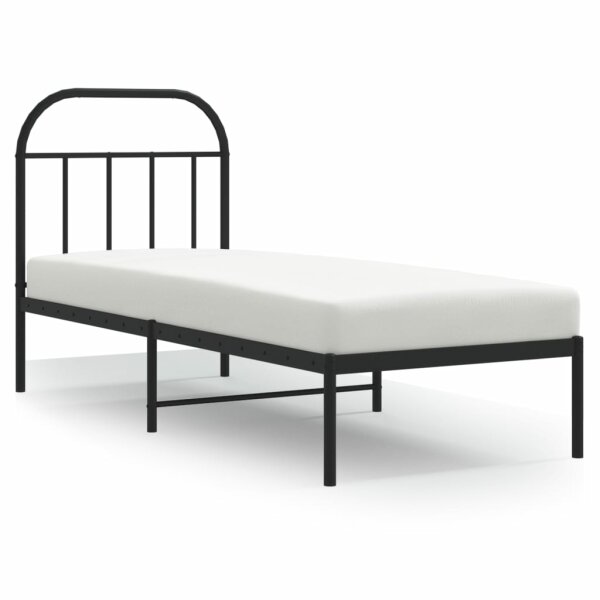 vidaXL Bettgestell mit Kopfteil Metall Schwarz 75x190 cm