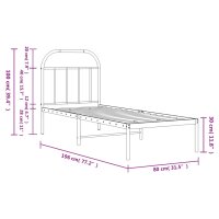 vidaXL Bettgestell mit Kopfteil Metall Schwarz 75x190 cm