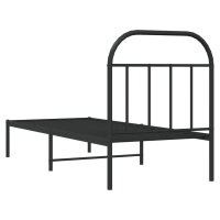 vidaXL Bettgestell mit Kopfteil Metall Schwarz 75x190 cm