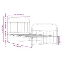 vidaXL Bettgestell mit Kopf- und Fu&szlig;teil Metall Schwarz 100x190 cm