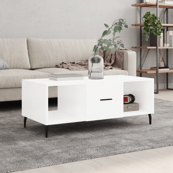 vidaXL Couchtisch Hochglanz-Wei&szlig; 102x50x40 cm Holzwerkstoff