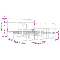 vidaXL Bettgestell mit Kopf- und Fu&szlig;teil Metall Wei&szlig; 180x200 cm