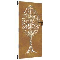 vidaXL Gartentor 85x200 cm Cortenstahl Baum-Design