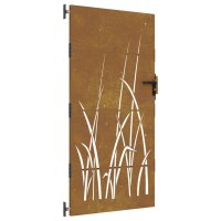 vidaXL Gartentor 85x200 cm Cortenstahl Gras-Design