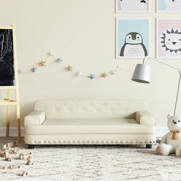 vidaXL Kindersofa Creme 90x53x30 cm Kunstleder