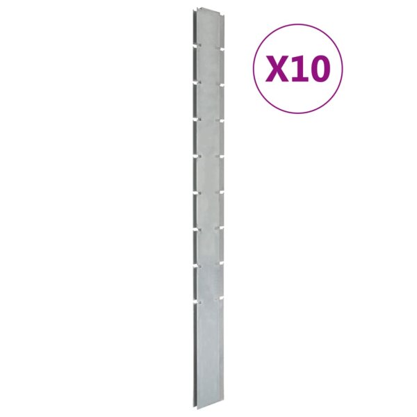 vidaXL Zaunpfosten 10 Stk. Silbern 220 cm Verzinkter Stahl