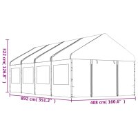 vidaXL Pavillon mit Dach Wei&szlig; 8,92x4,08x3,22 m Polyethylen