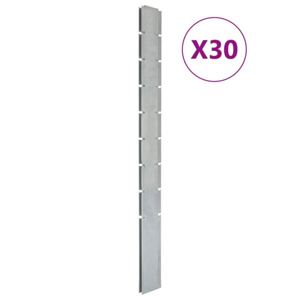 vidaXL Zaunpfosten 30 Stk. Silbern 220 cm Verzinkter Stahl