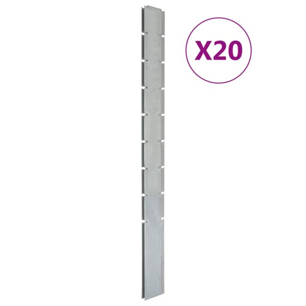 vidaXL Zaunpfosten 20 Stk. Silbern 220 cm Verzinkter Stahl