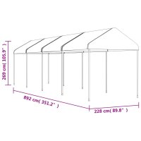 vidaXL Pavillon mit Dach Wei&szlig; 8,92x2,28x2,69 m Polyethylen