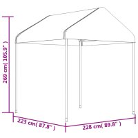 vidaXL Pavillon mit Dach Wei&szlig; 8,92x2,28x2,69 m Polyethylen