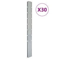 vidaXL Zaunpfosten 30 Stk. Silbern 200 cm Verzinkter Stahl