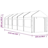 vidaXL Pavillon mit Dach Wei&szlig; 11,15x2,28x2,69 m Polyethylen