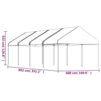 vidaXL Pavillon mit Dach Wei&szlig; 8,92x4,08x3,22 m Polyethylen