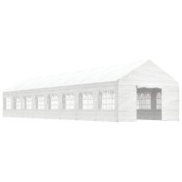 vidaXL Pavillon mit Dach Wei&szlig; 17,84x4,08x3,22 m Polyethylen