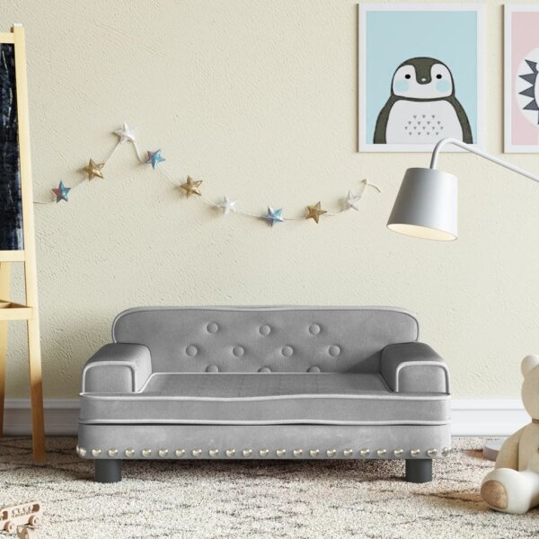 vidaXL Kindersofa Hellgrau 70x45x30 cm Samt