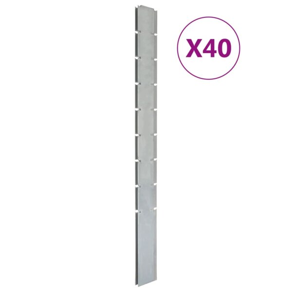 vidaXL Zaunpfosten 40 Stk. Silbern 220 cm Verzinkter Stahl