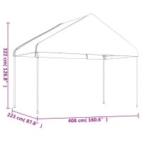 vidaXL Pavillon mit Dach Wei&szlig; 4,46x4,08x3,22 m Polyethylen