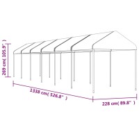 vidaXL Pavillon mit Dach Wei&szlig; 13,38x2,28x2,69 m Polyethylen