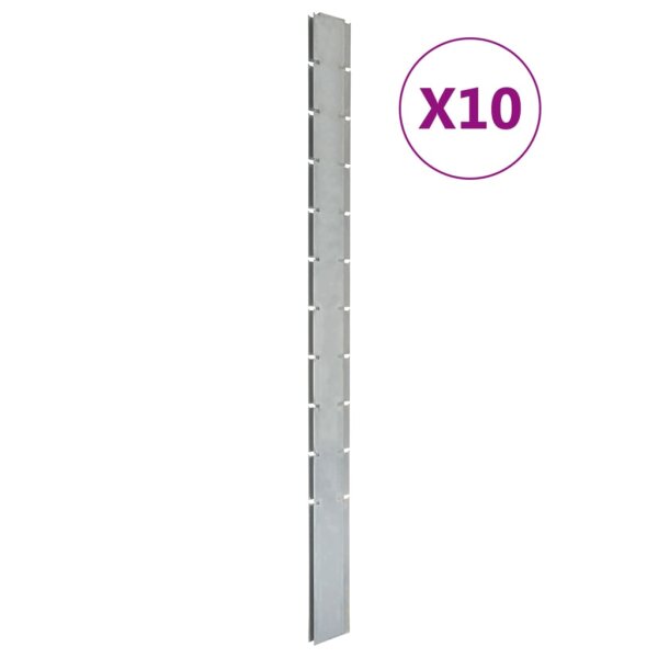 vidaXL Zaunpfosten 10 Stk. Silbern 260 cm Verzinkter Stahl