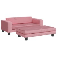 vidaXL Kindersofa mit Hocker Rosa 100x50x30 cm Samt