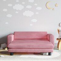 vidaXL Kindersofa mit Hocker Rosa 100x50x30 cm Samt