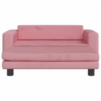 vidaXL Kindersofa mit Hocker Rosa 100x50x30 cm Samt