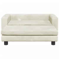 vidaXL Kindersofa mit Hocker Creme 100x50x30 cm Samt