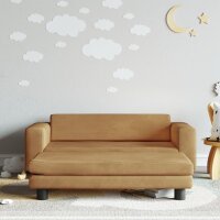 vidaXL Kindersofa mit Hocker Braun 100x50x30 cm Samt