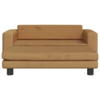 vidaXL Kindersofa mit Hocker Braun 100x50x30 cm Samt