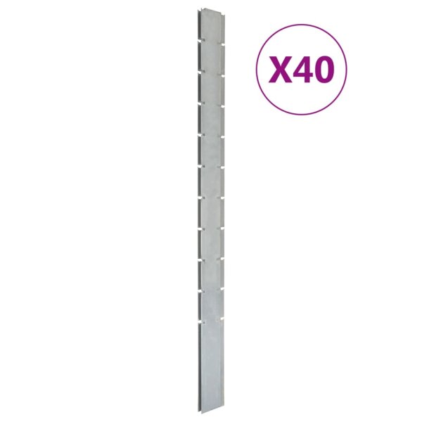 vidaXL Zaunpfosten 40 Stk. Silbern 260 cm Verzinkter Stahl