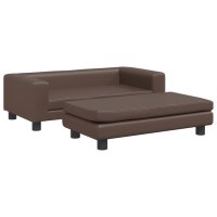 vidaXL Kindersofa mit Hocker Braun 100x50x30 cm Kunstleder