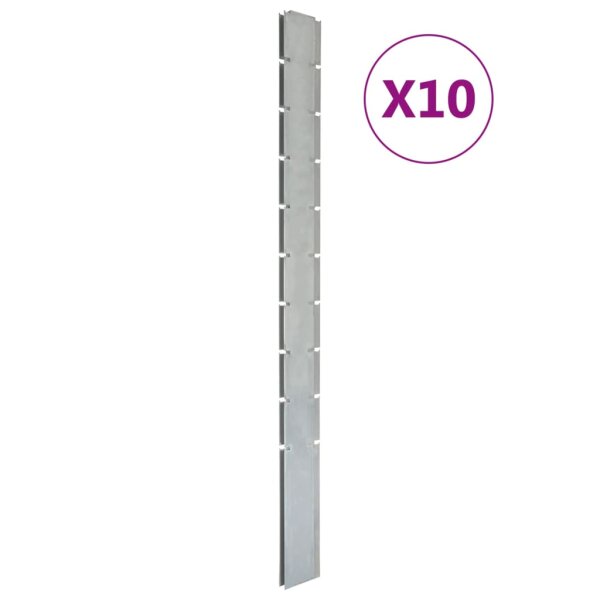 vidaXL Zaunpfosten 10 Stk. Silbern 240 cm Verzinkter Stahl