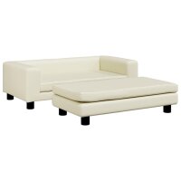 vidaXL Kindersofa mit Hocker Creme 100x50x30 cm Kunstleder