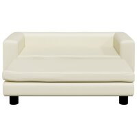 vidaXL Kindersofa mit Hocker Creme 100x50x30 cm Kunstleder