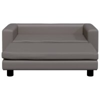 vidaXL Kindersofa mit Hocker Grau 100x50x30 cm Kunstleder