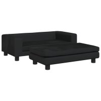 vidaXL Kindersofa mit Hocker Schwarz 100x50x30 cm Samt