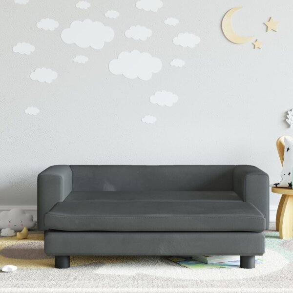 vidaXL Kindersofa mit Hocker Dunkelgrau 100x50x30 cm Samt