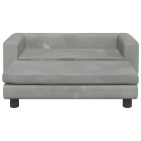 vidaXL Kindersofa mit Hocker Hellgrau 100x50x30 cm Samt