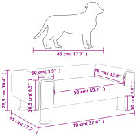 vidaXL Hundebett Hellgrau 70x45x26,5 cm Samt