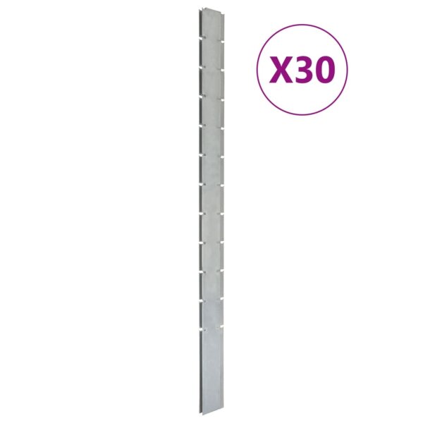 vidaXL Zaunpfosten 30 Stk. Silbern 280 cm Verzinkter Stahl