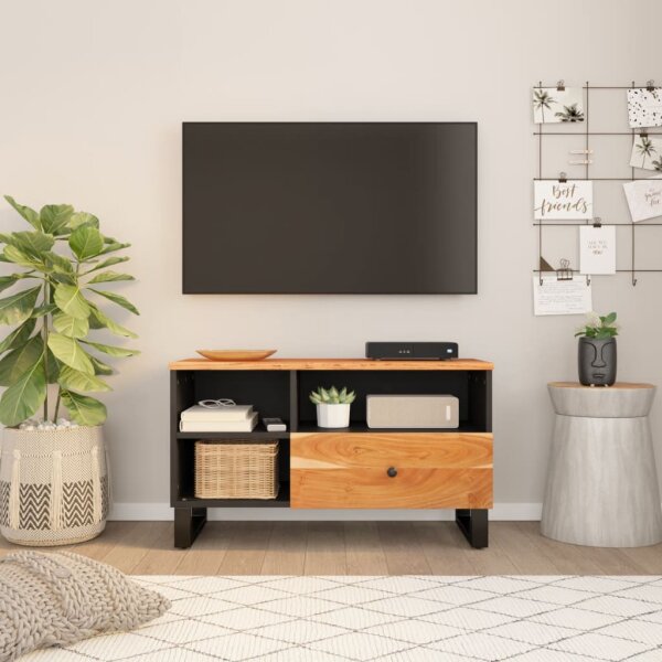 vidaXL TV-Schrank 80x33x46 cm Massivholz Akazie und Holzwerkstoff