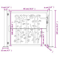 vidaXL Gartentor Anthrazit 105x105 cm Stahl Bambus-Design