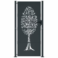 vidaXL Gartentor Anthrazit 105x205 cm Stahl Baum-Design