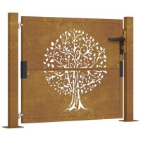 vidaXL Gartentor 105x80 cm Cortenstahl Baum-Design