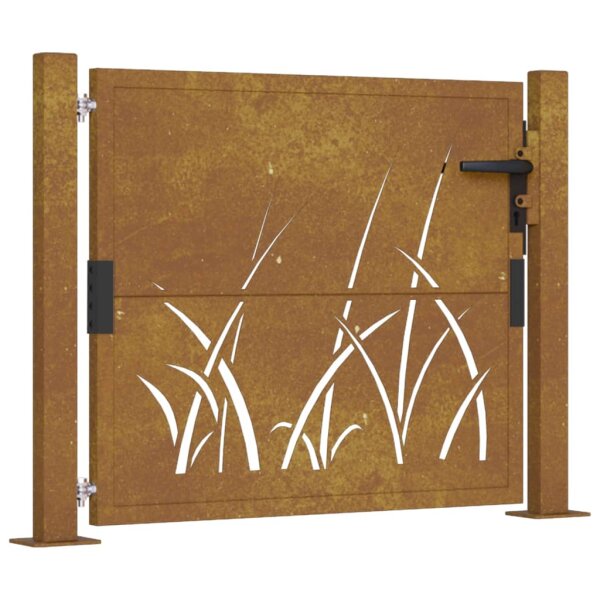 vidaXL Gartentor 105x80 cm Cortenstahl Gras-Design