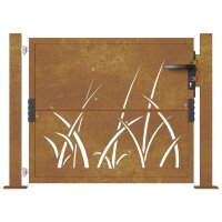 vidaXL Gartentor 105x80 cm Cortenstahl Gras-Design