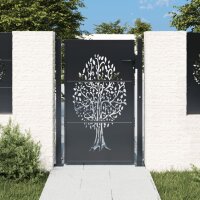 vidaXL Gartentor Anthrazit 105x130 cm Stahl Baum-Design