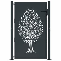 vidaXL Gartentor Anthrazit 105x130 cm Stahl Baum-Design