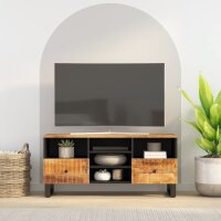 vidaXL TV-Schrank 100x33x46 cm Massivholz Mango &amp; Holzwerkstoff